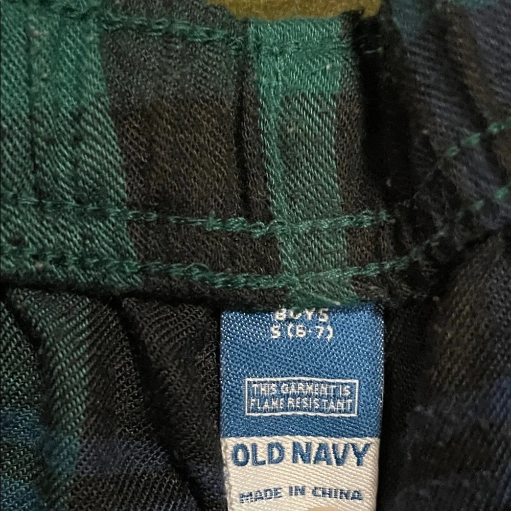 Old Navy Green and Blue Plaid Kids Pants Size 6-7